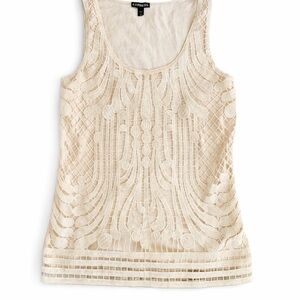 Express Women's Beige Embroidered Tank Top